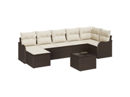 Conjunto 7 Conjunto De Sofá De Jardim Vidaxl Castanho Vime Pe (55 X 55 X 37 Cm)
