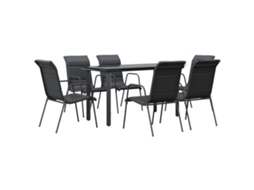 Garden Dining Set, Garden Dining Sets Vidaxl Preto Aço (140 Cm Table Length)