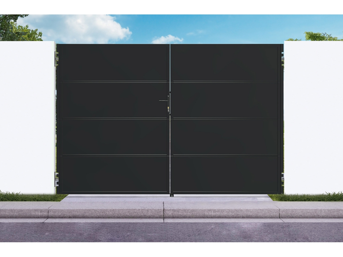Portão Nali de Aço Preto Fosco de 3 M, 200 Cm de Altura CASANOOV