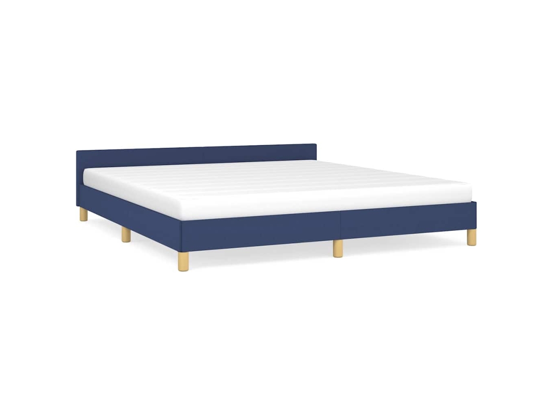 Estrutura de Cama com Cabeceira Tecido Azul 160x200 cm MAISON EXCLUSIVE