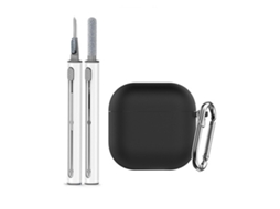 Capa Zruxe Para Airpods 4 Silicone Preta (proteção Integral, Limpador De Auriculares, Mosquetão)