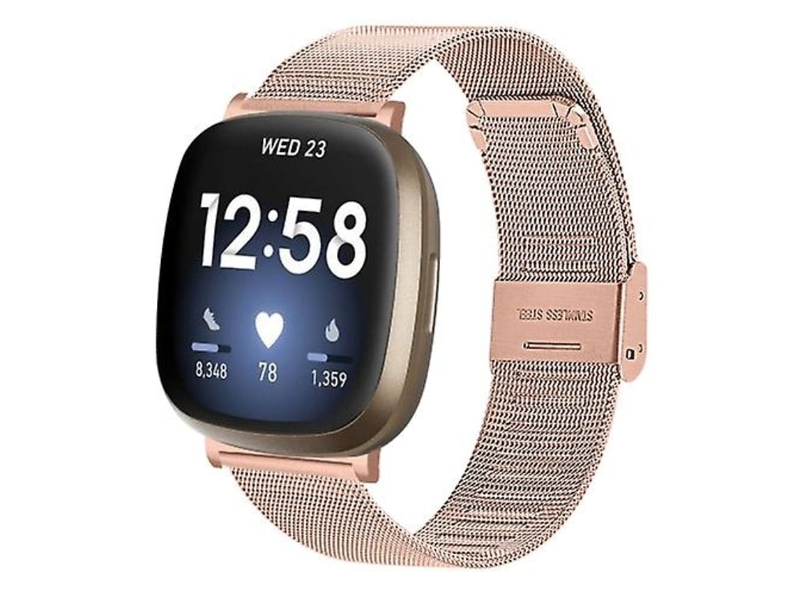 Lurelia Pulseira, Compatível Com Fitbit Versa 4/ Sense 2 Alça Milanesa De Metal, Ouro Rosa