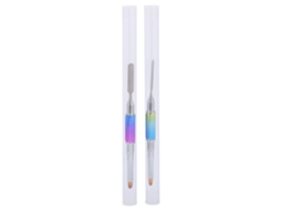 2pcs Pincel De Gel Uv Duplo Fim Com Colhedor Aço Inox Ferramenta Manicure Portátil Para Unhas