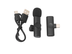 Microfone de lapela sem fio VRLA com clipe, condensador direcional VRLA, redução de ruído para gravação e streaming.