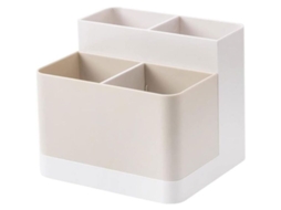 Caja De Armazenamento Multifuncional De Plástico Com 4 Compartimentos Para Cosméticos E Utensílios De Escritório Cor Albricoque