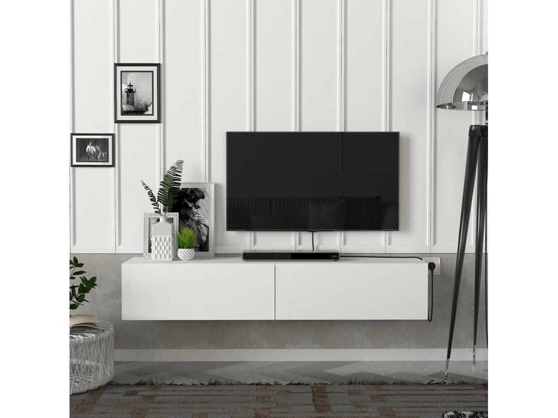 Móvel de TV [EN.CASA] Toivakka (135 x 31 x 25 cm - Aglomerado - Branco)