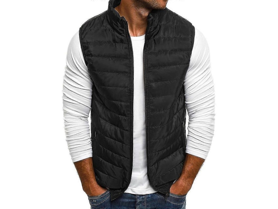 Colete De Couro Masculino De Inverno Com Zíper E Design Casual Para Festa E Uso Diário Preto