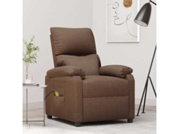 Vidaxl Poltrona De Massagens Reclinável Tecido Castanho
