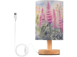 Luminária de cabeceira LED com portas USB, mesa de leitura para quarto, cúpula Tído e base Madeira, escrivaninha para quarto.