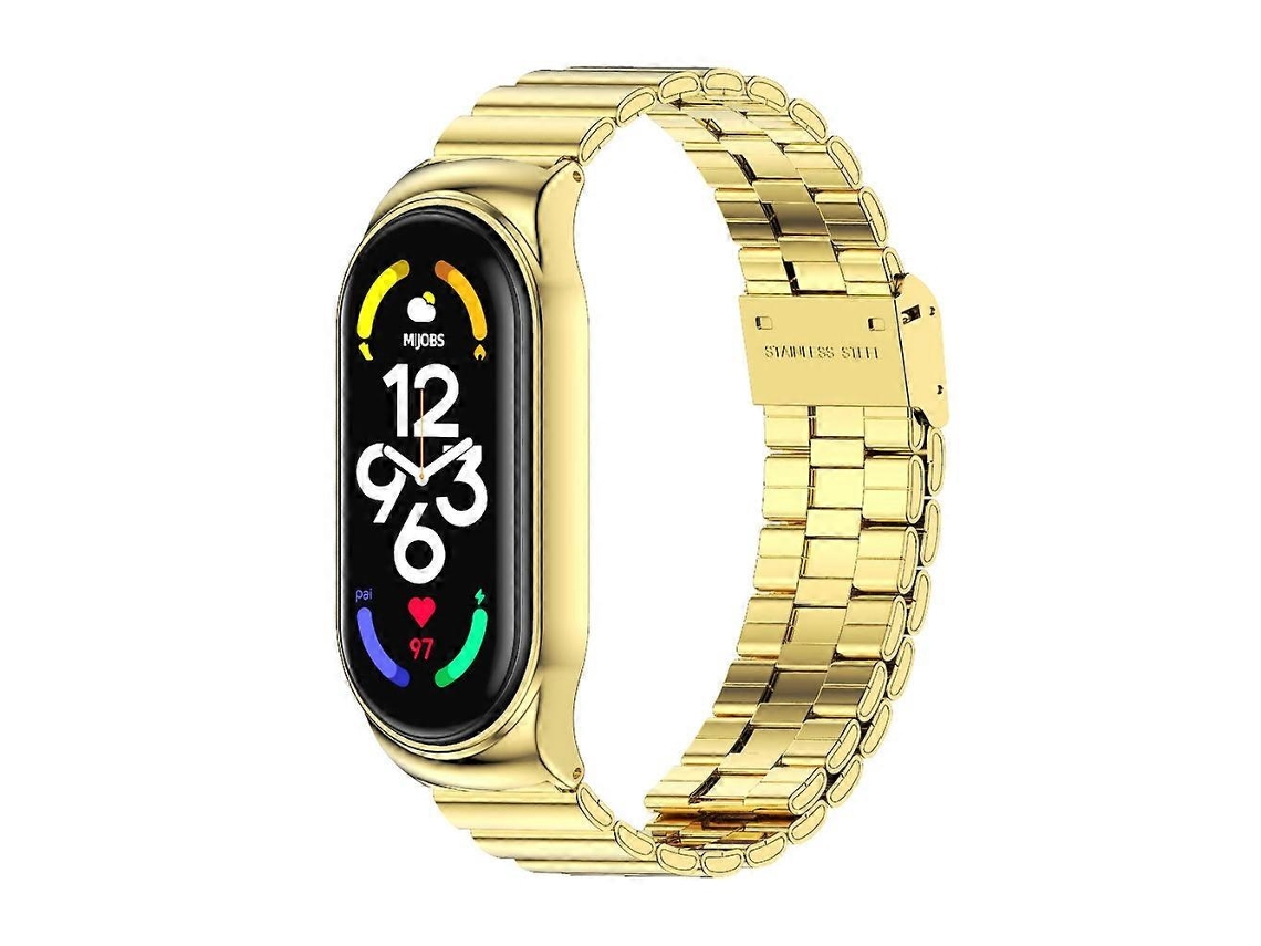 Pulseira De Aço Inoxidável Com Fivela De Bambu Mijobs Cs Para Xiaomi Mi Band 7 / 7 Nfc