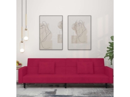 Vidaxl Sofá-cama 2 Lugares Com Duas Almofadas Veludo Vermelho Tinto
