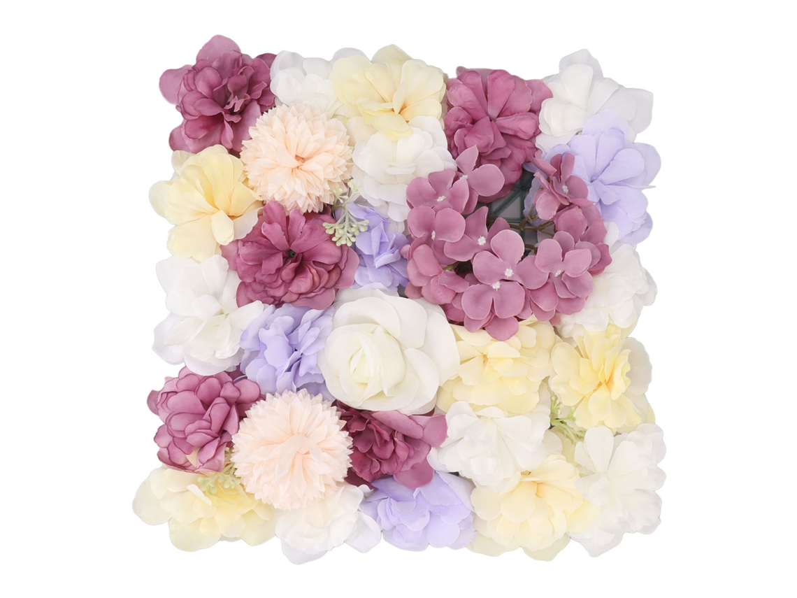 Painel Parede Flores Artificiais Seda Rosa Decor Casamento Fundo 15x15in Roxo