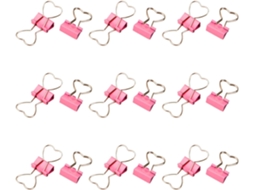 Clips metálicos resistentes Coheali, em formato de coração, rosa, 18 unidades para organizar documentos escolares.