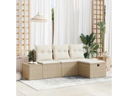 Vidaxl Conjunto De Sofá De Jardim 4 Unid. Vime Pe