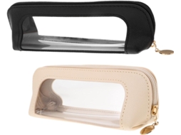 Conjunto de 2 bolsas de viagem transparentes e impermeáveis para pincéis de maquiagem.