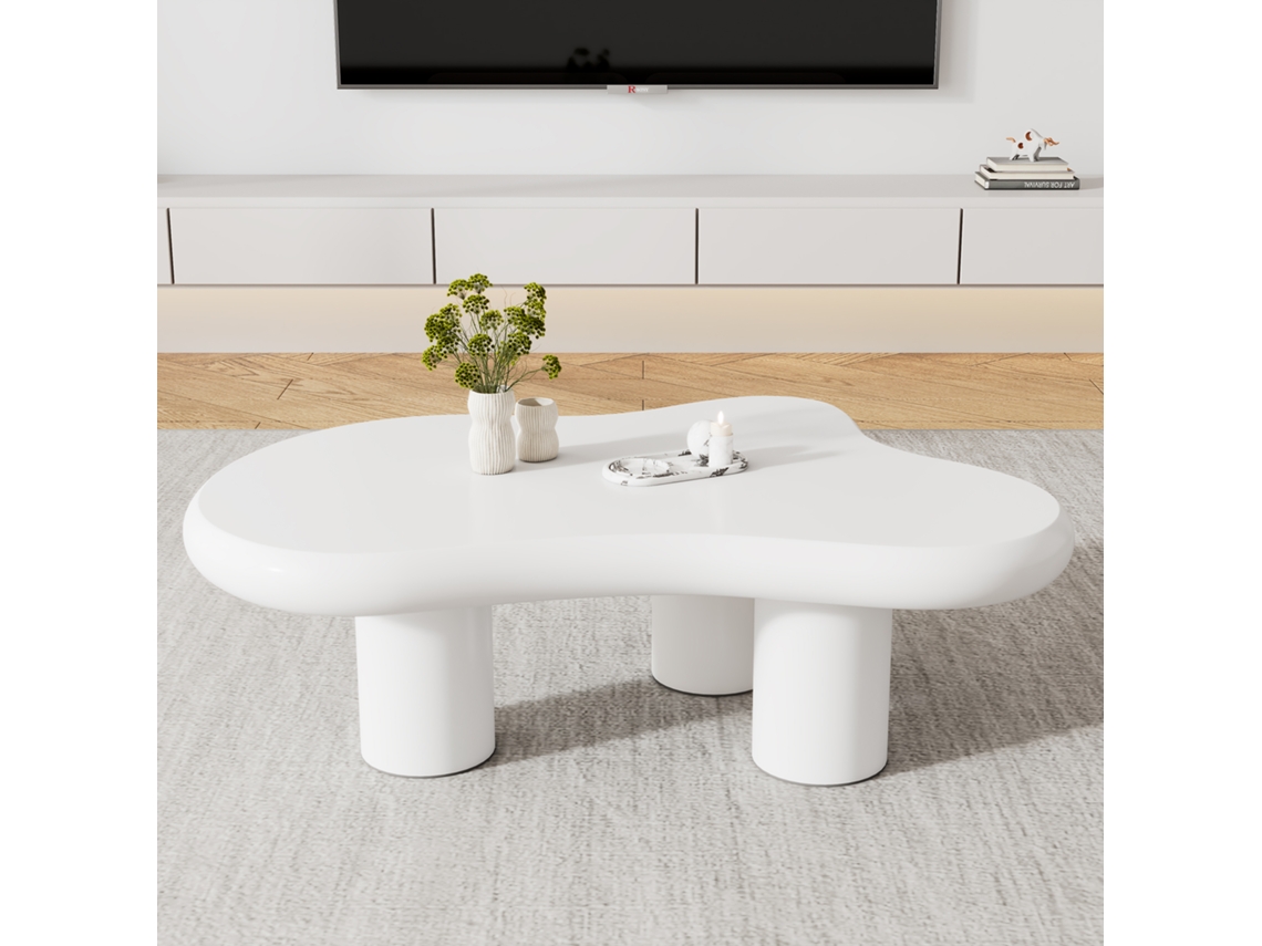 Mesa Centro Nuvem Irregular Mdf 97x67x32 Laqueada Design Moderno Sala