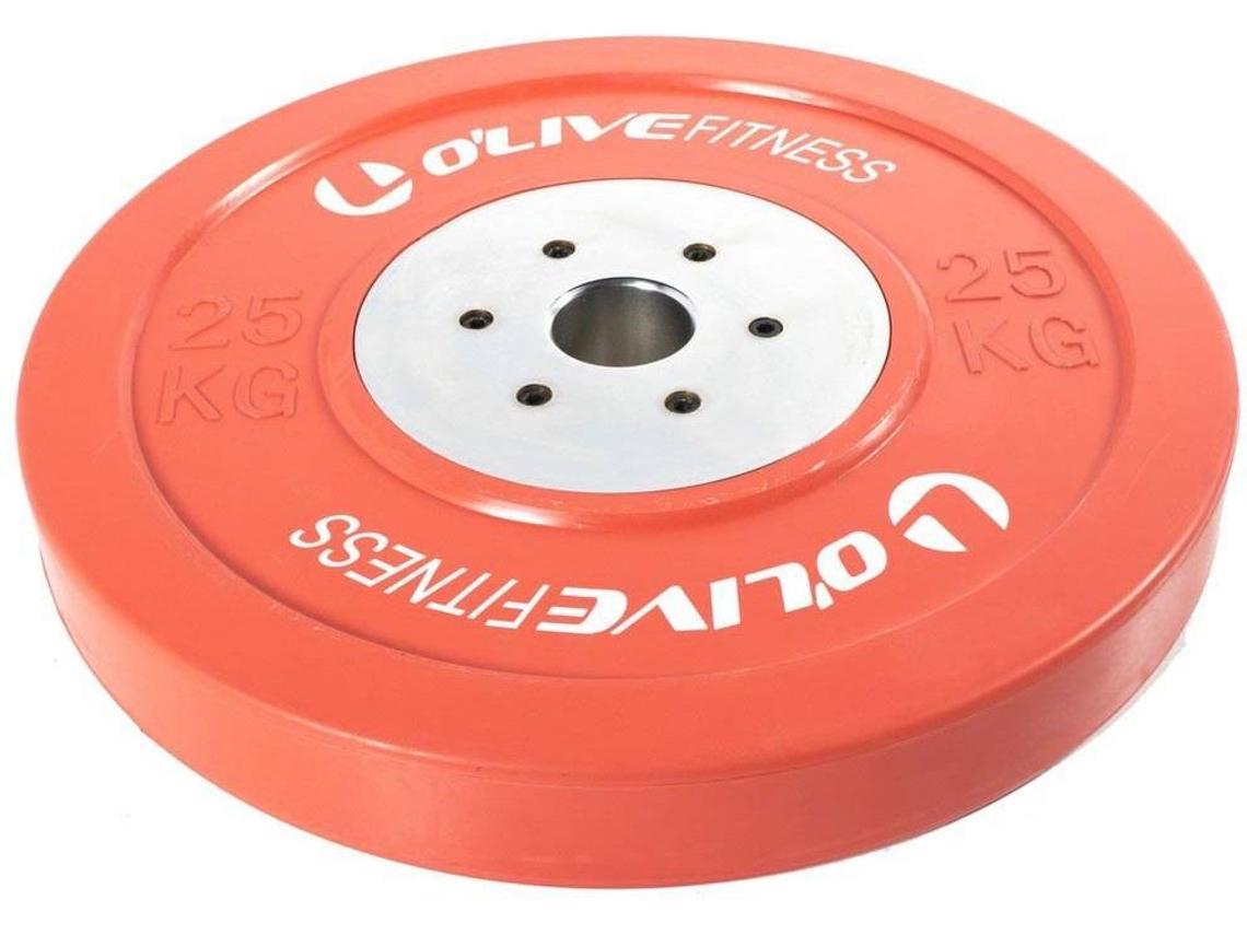 Disco de Musculação Bumper OLIVE (Laranja - 25 kg - Aço)