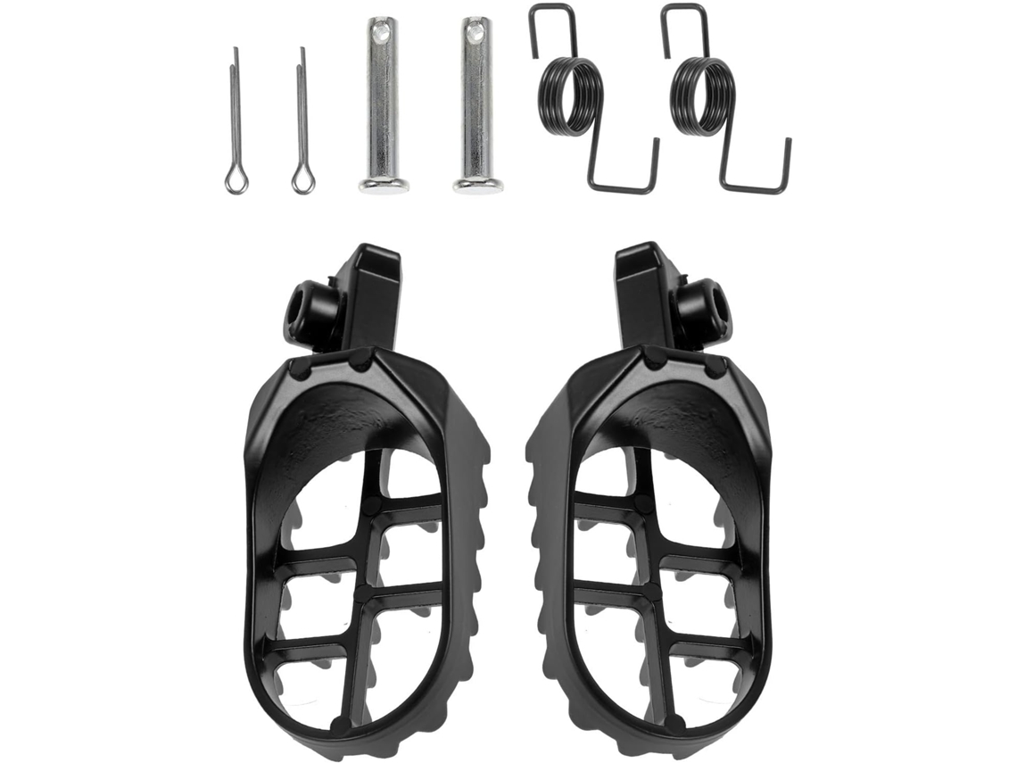 Plataforma para os pés de motociclista em liga de alumínio Preta, suporte para pés firmes.