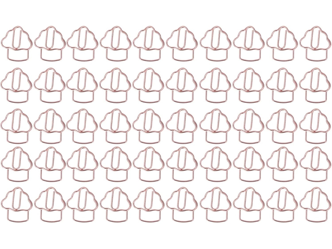 50 Clipes De Papel Em Formato Sorvete Na Cor Ouro Rosa, Mini Clipes De Metal Eletrogalvanizado À Prova Ferrugem Para