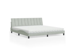 Vidaxl Cama Com Colchão Hanko 200x200 Cm Veludo Cinzento-claro