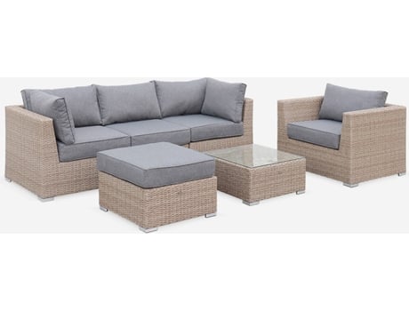 Móveis de Jardim SWEEEK Vinci (Cinzento - 225X80X67Cm - 5 Lugares - Resina Trançada)