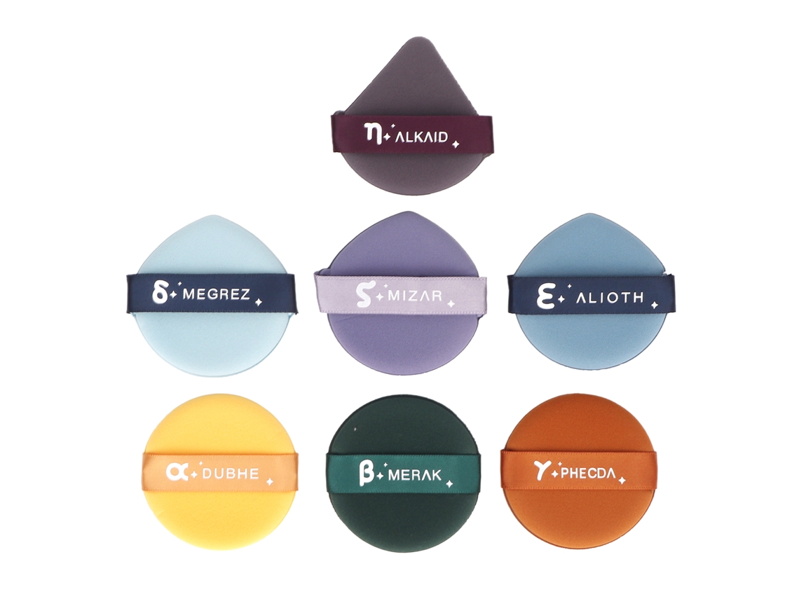 7pcs Esponja De Maquiagem Macia Portátil Multicolor Para Pó Com Design Zona T E Uso Único Seco/molhado