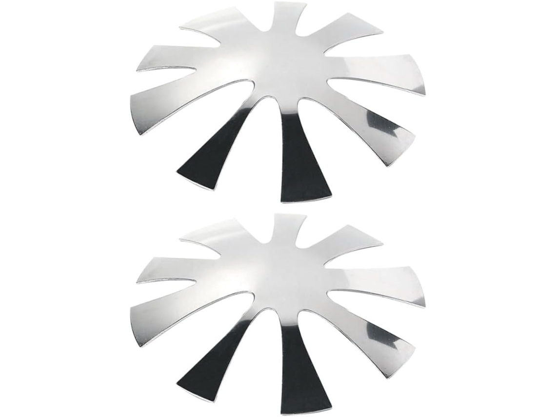 Conjunto de 2 moldes para manicure em aço inoxidável estampado com estrutura multicanal.