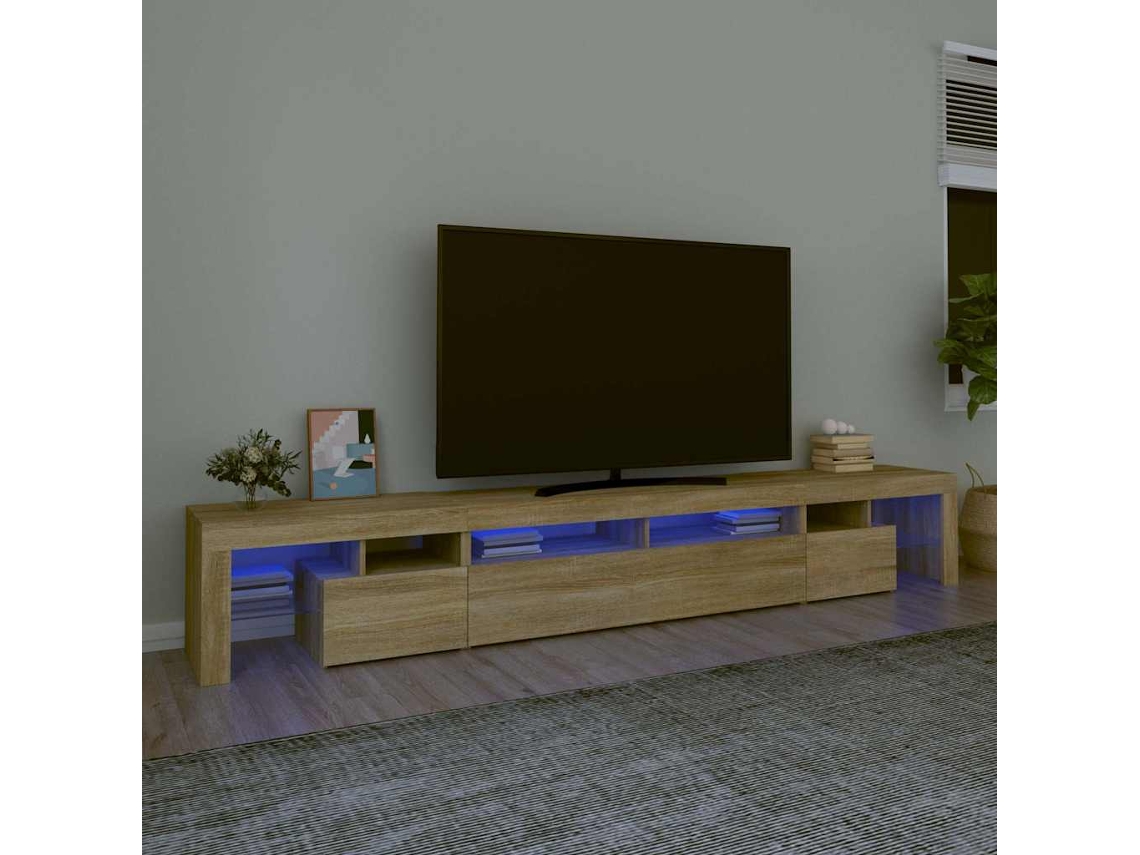Vidaxl Móvel De Tv Com Luzes Led 260x36,5x40 Cm Carvalho Sonoma