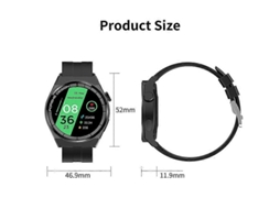 Lurelia Relógio Inteligente Cpu-8918 Bluetooth, Ritmo Cardíaco, Spo2, Sono, Pressão, Chamadas, Alarme, 1,28", Couro, Preto/dourado, Impermeável