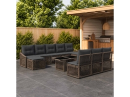 Vidaxl Conjunto De Sofá De Jardim 11 Unid. Cinza E Cinza Escuro