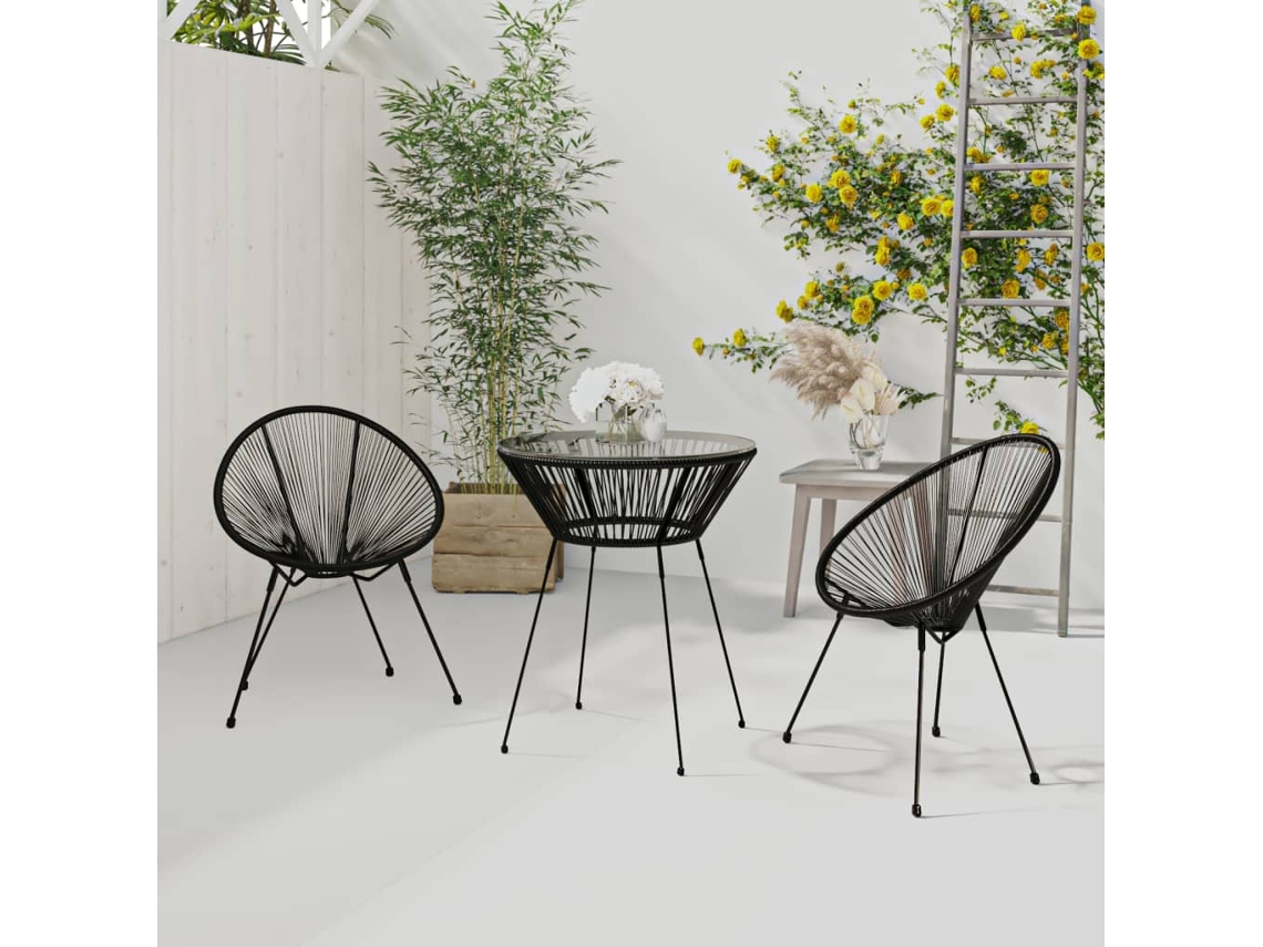 3 Pcs Conjunto De Jantar Para Jardim Preto Dkd Home Decor