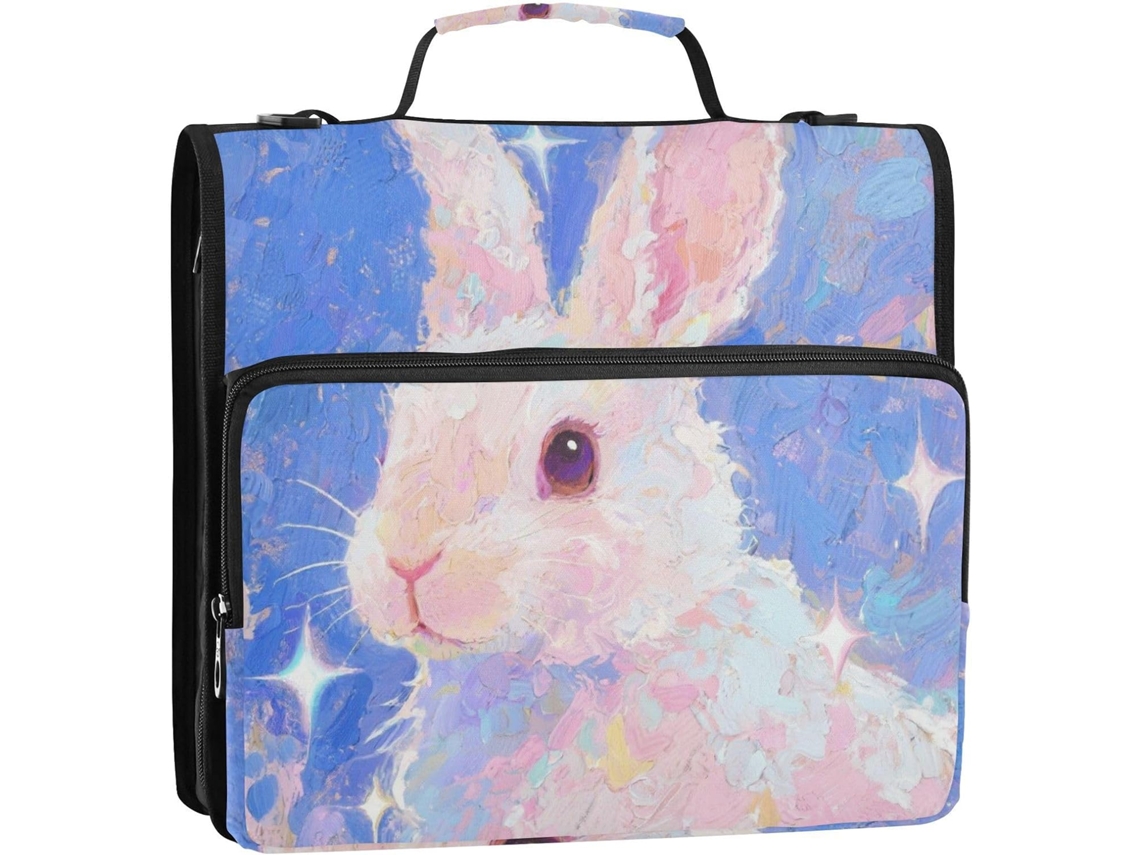 Adorável Coelhinho Branco de 3,8 Cm com Fecho Zíper 3 Argolas, Alça Mão e Ombro Removível. Inclui um Bolso Zíp