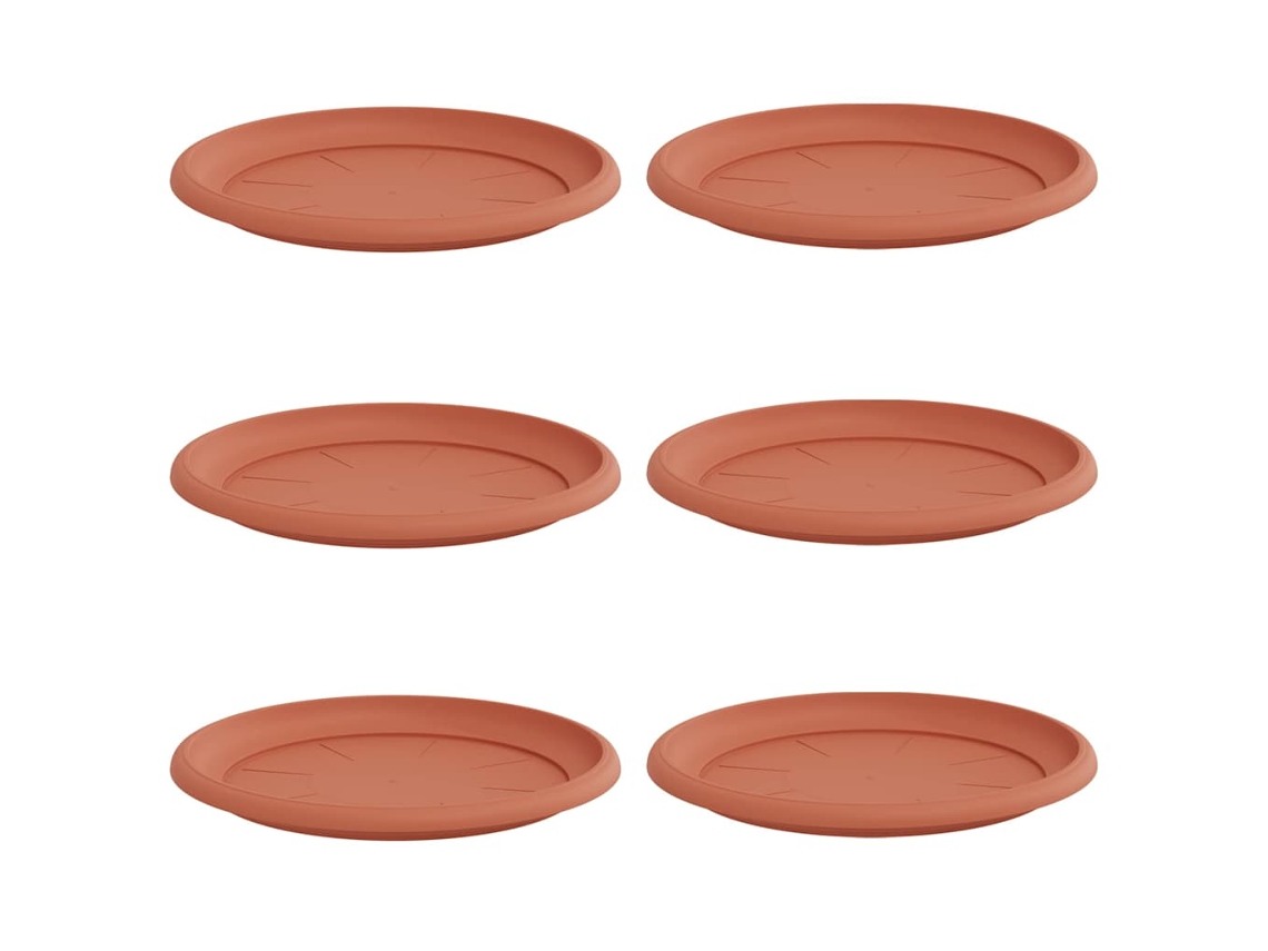 Conjunto 6 Bandeja Para Flores Vidaxl Vermelho Plástico (ø 27 X 2,5 Cm)