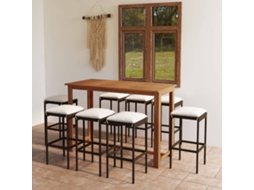 Pcs Conjunto De Bar P/ Jardim Com Almofadões Castanho Dkd Home Decor