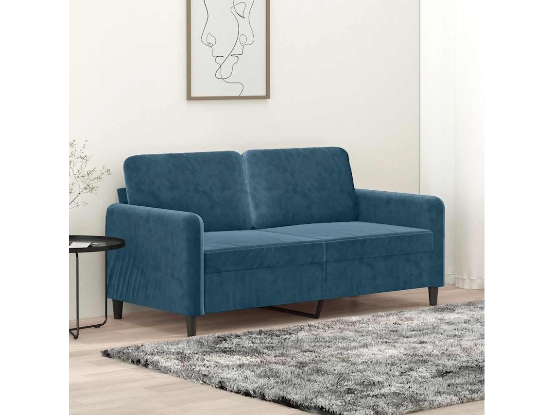 Vidaxl Sofá De 2 Lugares Veludo 140 Cm Azul
