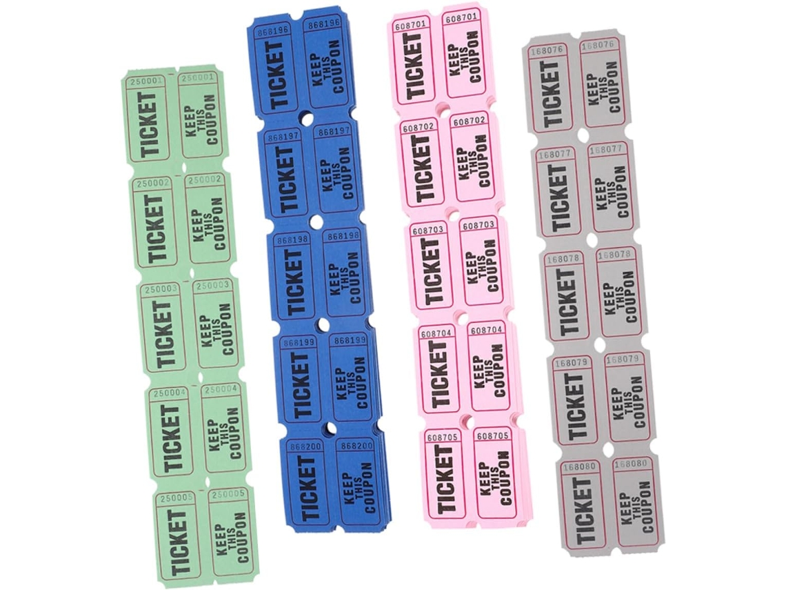 Bilhetes De Rifa Multicoloridos, 400 Unidades, Em Papel, Para Eventos E Festas.