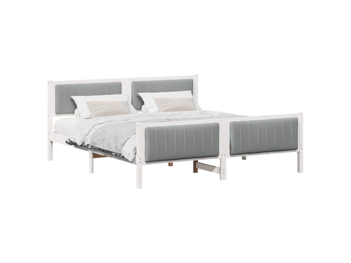 Conjunto 1 Estrado De Cama Plataforma Vidaxl Branco Madeira De Pinho Maciça (180 X 200 Cm)