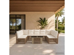 Vidaxl Conjunto De Sofá De Jardim 10 Unid. Bege Vime Pe