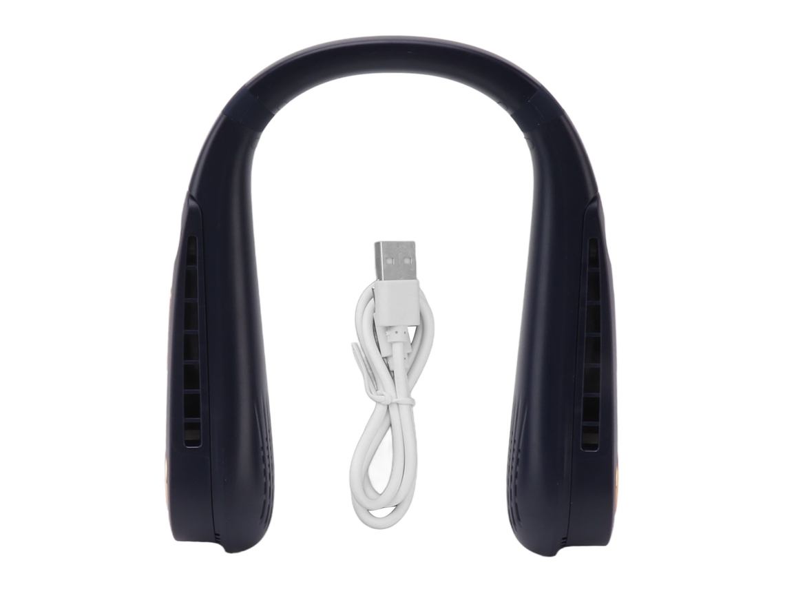 Ventilador de Pescoço Sem Pás USB 5 Velocidades Ajustável para Exterior Azul
