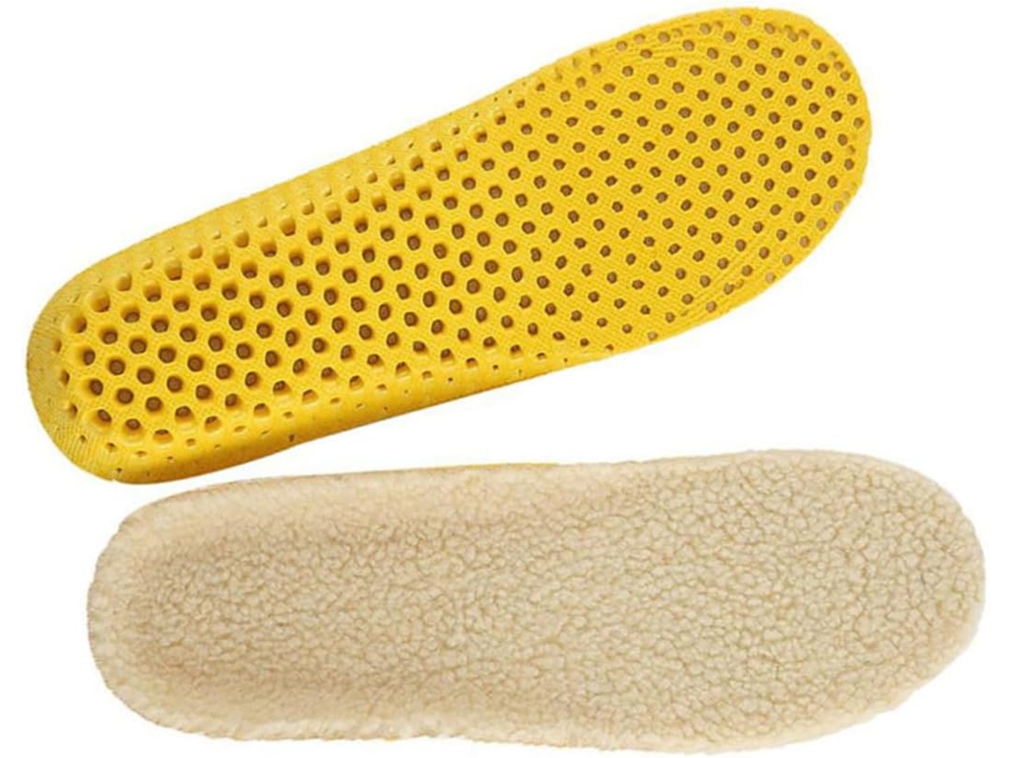 Palmilhas Grossas E Quentes Para Calçados De Inverno, 2 Pares, Tamanho G 41-46, Em Material Sintético Aveludado Bege
