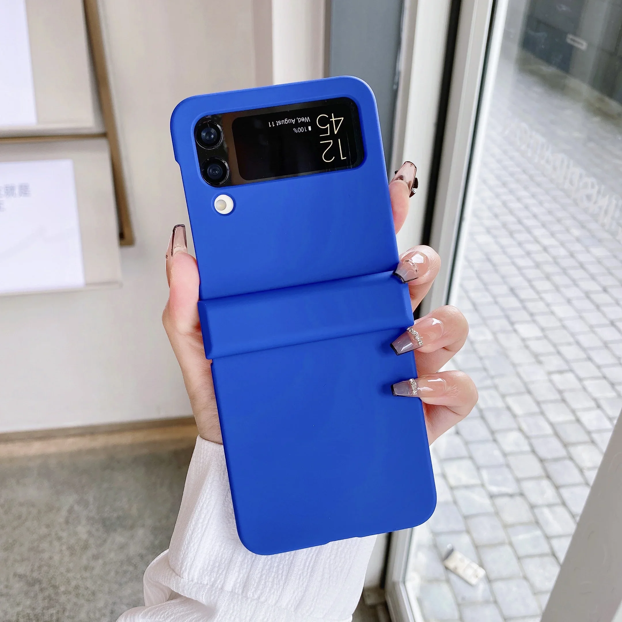 (azul Klein, Galaxy Z Flip5) Capa Dobrável Rígida Ultrafina Para Celular, Resistente A Impactos, Confortável Ao Toque E Altamente Protetora.