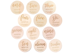 Laxiscreed Conjunto De 12 Props De Madeira Para Fotos De Bebés, Engraved De Ambos Os Lados