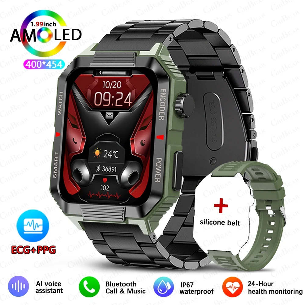 Smartwatch com Gps para Atividades Físicas Egc+ppg MDUG (verde, Preto, Aço)