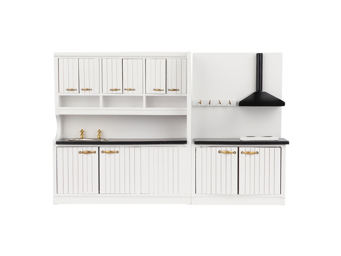 Mali 2pcs Móveis de Madeira Miniatura para Casa de Boneca 1:12 Armário Cozinha