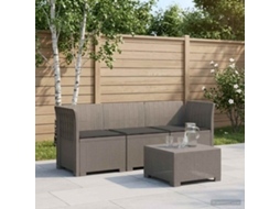 Vidaxl Sofá De Jardim 3 Lugares Com Almofadas Visual Rattan Pp