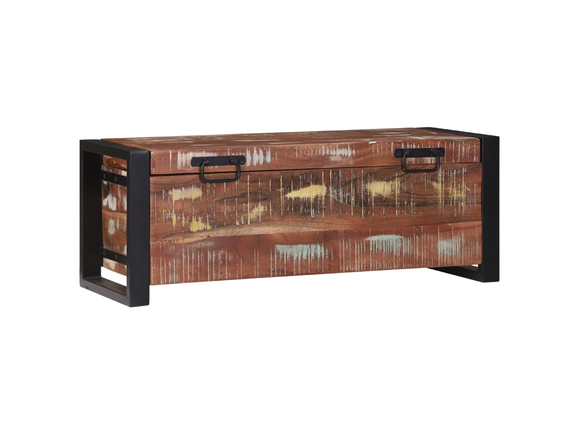 Conjunto 1 Baús De Armazenamento Vidaxl Multicolorido Madeira Recuperada Maciça (80 X 30 X 30 Cm)