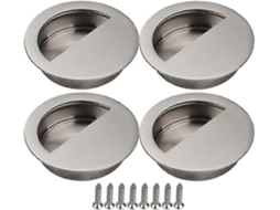 4 manijas de porta deslizante, aço inox 304, prateadas, embutidas, com parafusos, para cozinha e dormitório | S/MARCA