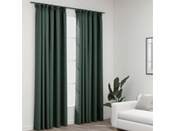 Vidaxl Cortinas Opacas Aspeto Linho C/ Ganchos 2 Pcs 140x225 Cm Verde