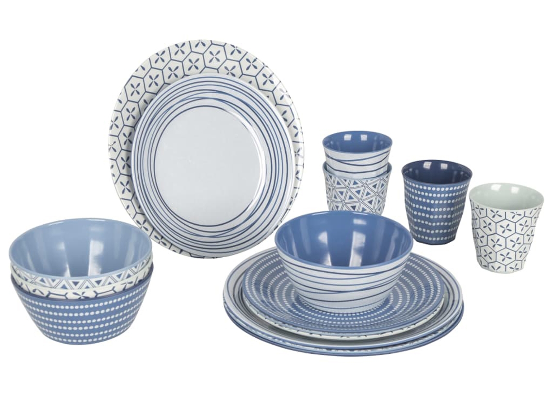 Bo-Camp Conjunto louça de mesa 16 pcs Mix & Match melamina azul