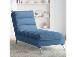 Espreguiçadeira - Chaise Lounge com Almofadões Tecido Azul HARLANV1